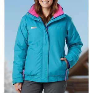 Vintage Columbia Bugaboo Jacket Womens M Teal Pink Purple‎ Fleece Lined Ski 90s